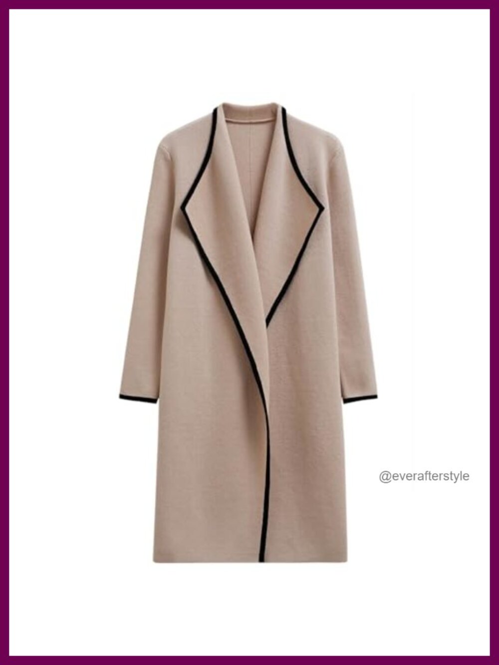 Contrast Edge Open Front Knit Cardigan Lightweight Long Cardigan with Pockets